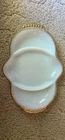 Vintage Anchor Hocking Fire King Milk Glass Divided Relish Dish Tray Gold Trim