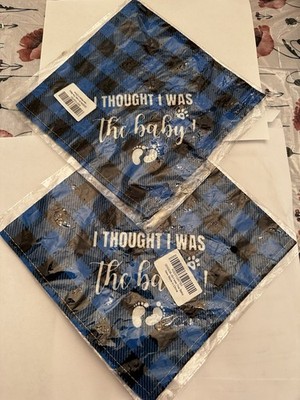 I Thought I Was The Baby Dog Bandana Blue Buffalo Plaid Baby Announcement