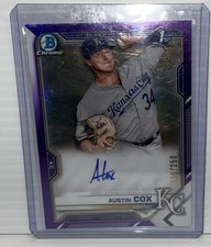 2021 Bowman Austin Cox Purple Auto /250 Royals