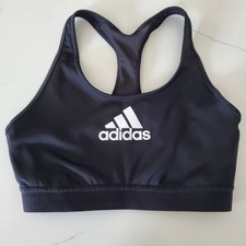 Adidas Women's Sports Bra Small Black Racerback Light Support Wireless Logo