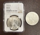 (Lot of 2) 1922 & 1923 NGC MS 64 Peace Dollars, See Photos
