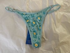 Y2K Vintage Retro 1980s Care Bears Thong Panties Blue Yellow Star Rainbow Sz Med