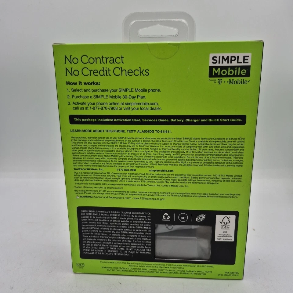 NEW SIMPLE MOBILE TCL A1 SMARTPHONE 5" - Image 2 of 4