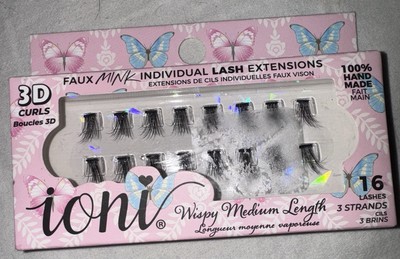 Ioni WISPY MEDIUM 3D Curls Individual Lash Extensions 16 Lashes 3 Strands BLACK