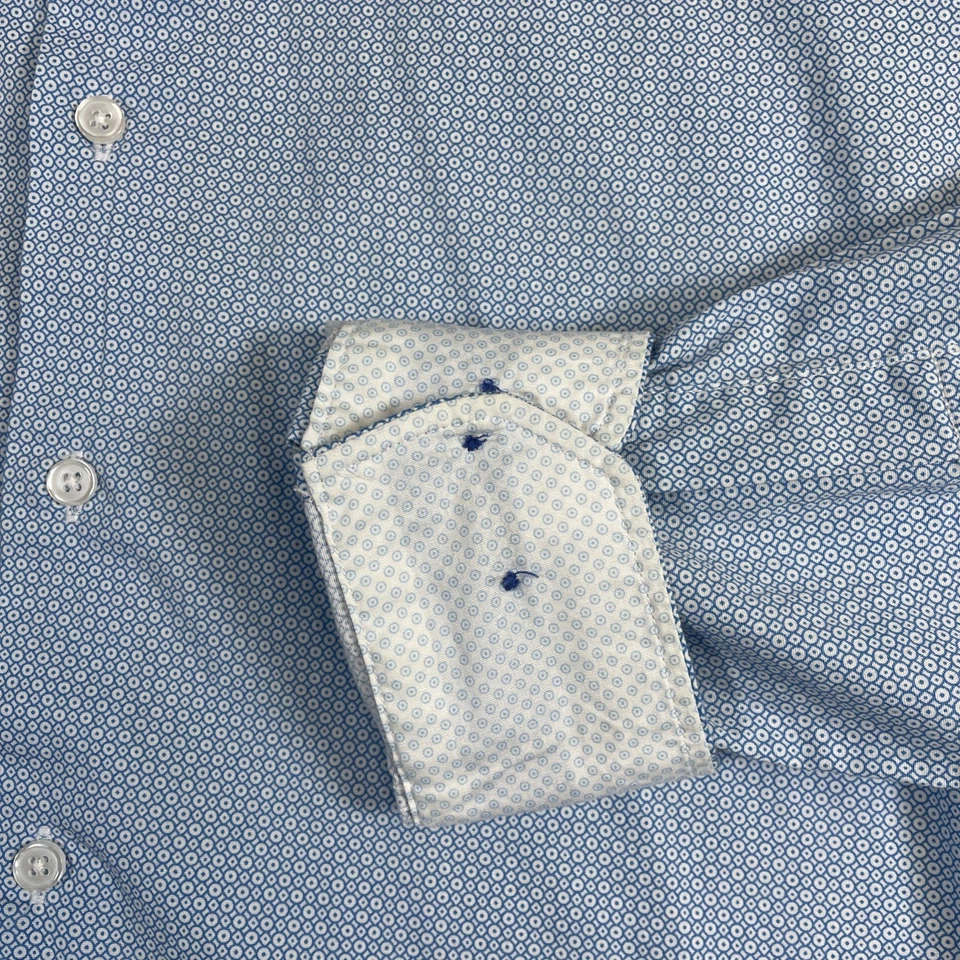 Report Collection Shirt Men Large 16 34x35 Slim Geometric Flip Cuff Tech Stretch - Image 4 of 4