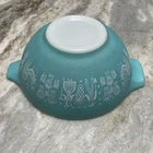 Vtg Pyrex Amish Butterprint 442 1.5 Qt Cinderella Mixing Bowl Turquoise & White