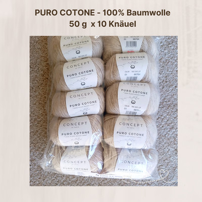 10x Katia Concept Puro Cotone Farbe 51 Baumwollgarn Häkelgarn Strickgarn NEU