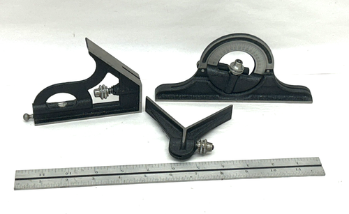 Starrett Combination Square w/ No. 491 Protractor Center Finder No. 4R ...