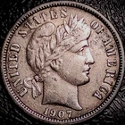 1907 S Barber Dime - XF - 90% Silver 10C