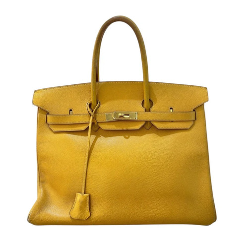 HERMES Birkin 35 Courchevel Leather Handbag Square A #OKB4683