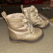 Cat  Jack Toddler Girls' Giovanna Gold Zipper Slip-On Combat Boots Sz 5