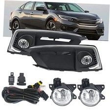  Pair of Front Fog Light Set Replacement for Civic Coupe/Sedan 2019-2020 