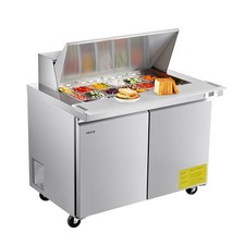 Sandwich Prep Table: 48"W, 12.5 Cu.Ft, Stainless, 18x 1/6 Pans Cut Board