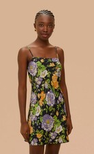 Farm Rio Capri Floral Black Sleeveless Mini Dress/Size XS