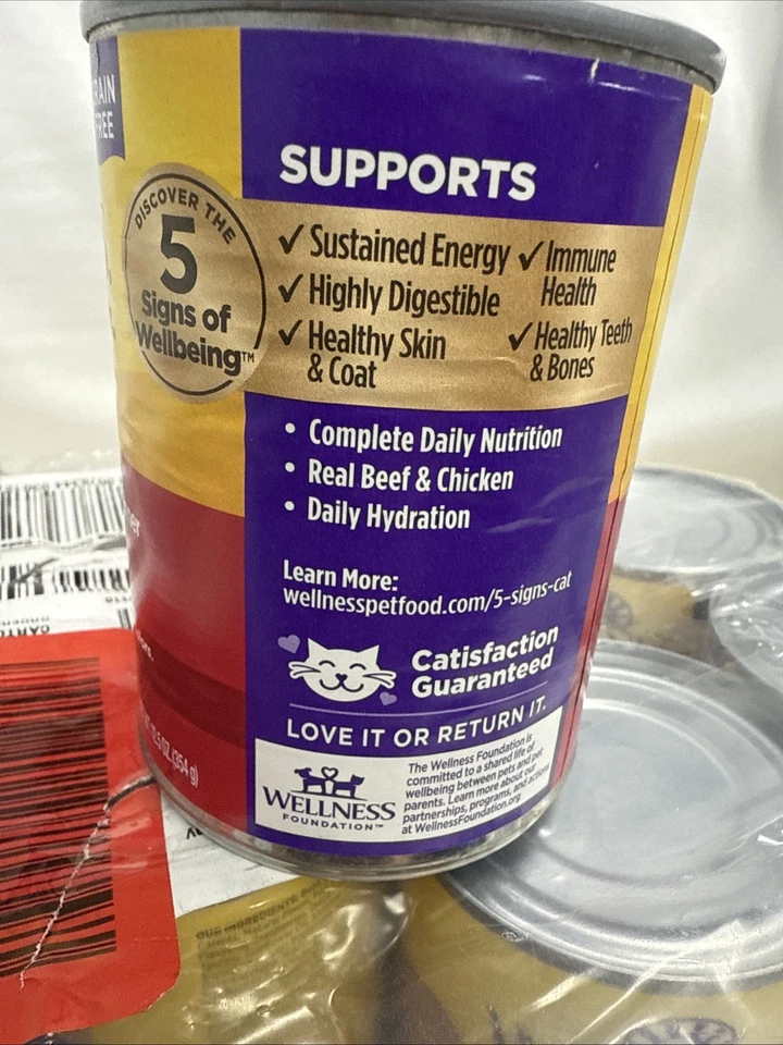 11 cans Wellness Complete Health Beef & Chicken Wet Canned Cat Food BB 09/2027 - Image 4 of 4
