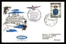 Mayfairstamps Belgium Flight 1963 Brussel to Hannover Large Building Cover aaw_6
