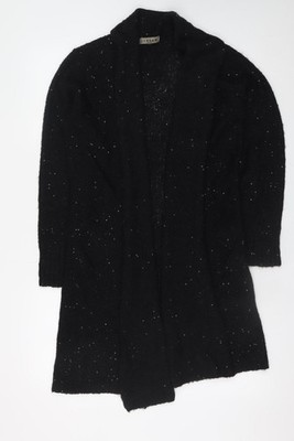 Jigsaw Damen Strickjacke schwarz Pailletten Strick Langarm Größe S