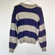 Fieldmaster Vintage Mens M Ragg Wool Striped Sweater Made in USA Cabin core