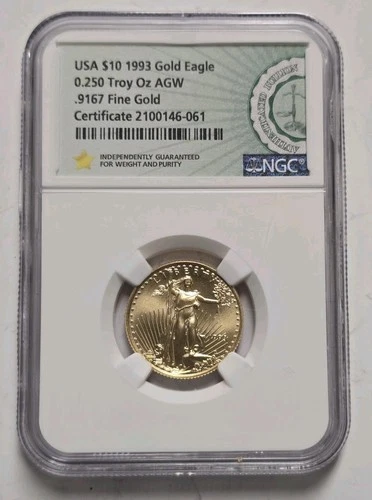 1993 1/4 OZ $10 Gold American Eagle NGC Authenticated Bullion