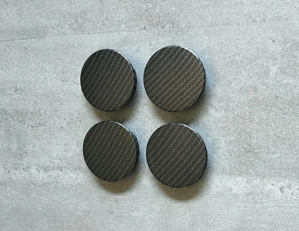 Juego de tapacubos centrales de rueda de fibra de carbono negro Chevy Buick #9594156 9593169 OEM Pontiac Foto 4 de 4