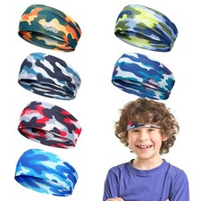 6Pcs Breathable Sports Sweatbands for Kids - Ages 4-10 Boys Girls Sweat Wicki...