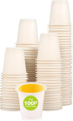 3 Oz Compostable Disposable Bathroom Mouthwash&Rinse Cups,100Pcs Small Snack Cup