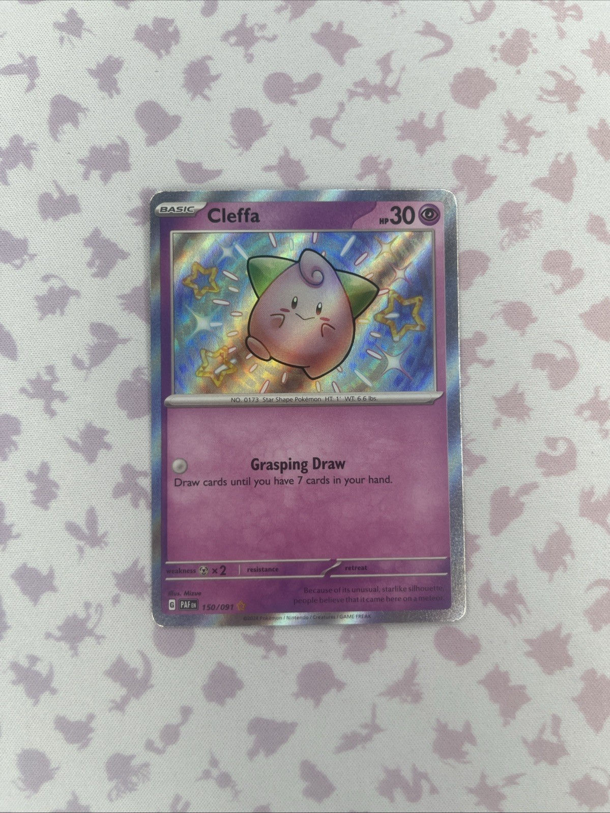Cleffa 150/091 - Scarlet & Violet Paldean Fates Holo Shiny Rare Pokémon TCG - NM