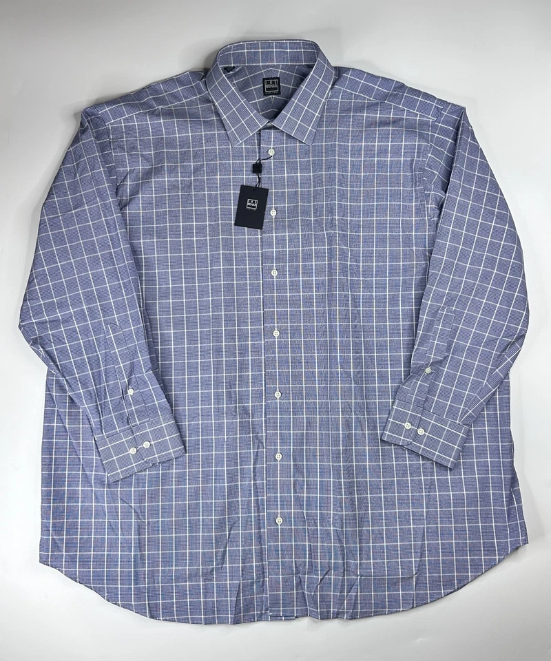 Camisa de vestir Ike Behar New York para hombre azul a cuadros grande 19 34/35 nueva con etiquetas 180 $ envío gratuito Foto 2 de 4