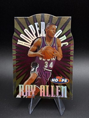 1997-98 NBA Hoops HOOPerstars Ray Allen #4 Die-Cut Insert Bucks HOF