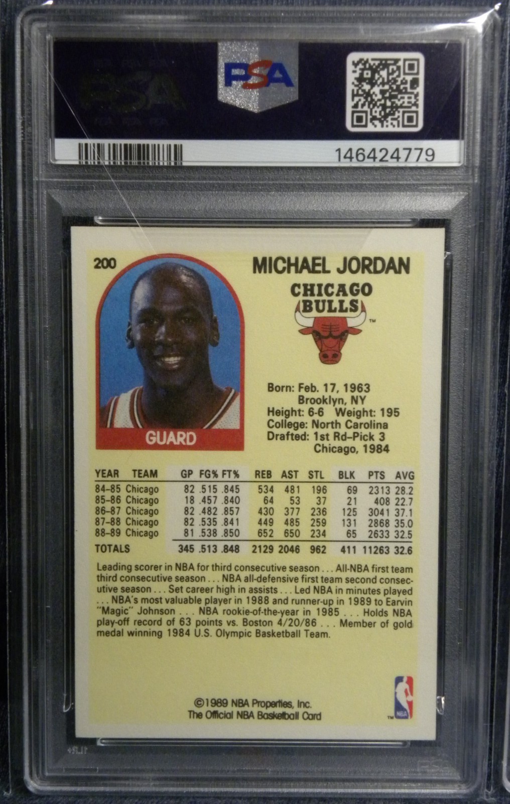 MICHAEL JORDAN  1989 HOOPS #200 & #21 ALL-STAR PSA-9  (2-CARDS) BEAUTIFUL !! view 7