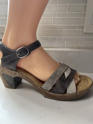 NWOB Rieker - Antistress Block Heel Cork Slingback Pewter  US 9.5-10 EU 40