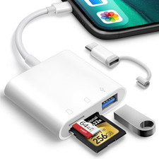 SD Card Reader Phone Trail Camera Viewer USB C Dual Slot Memory Card Adapter