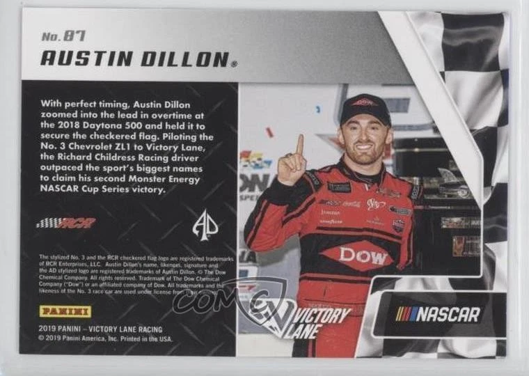 2019 Panini Victory Lane Past Winners Austin Dillon #87 - Image 2 of 2