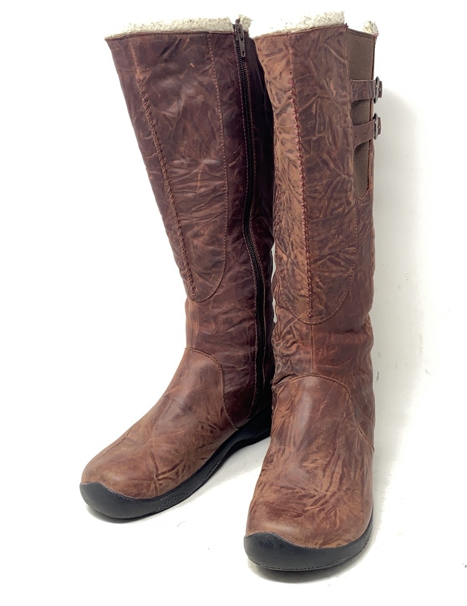 Stivali Keen Bern Baby Bern pelle fibbia alta zip laterale donna taglia 8 5 M marrone