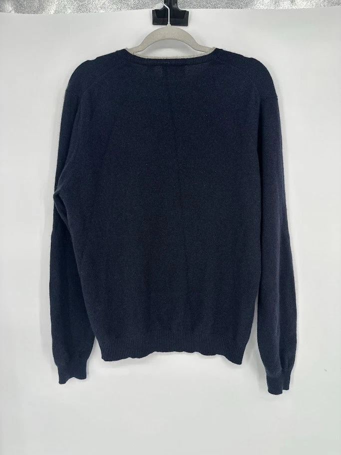 Suéter Pullover CULLEN Hombres 100% Cachemira Grande Azul Marino Preppy Negocios Lujo Foto 3 de 4