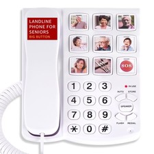 Uvital Big Button Phone for Seniors, Corded Landline Phone with 9 One-Touch Dial