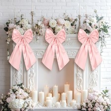 3 Pcs Large Satin Bow Decorations Wall Hanging Birthday Bridal Shower Christmas