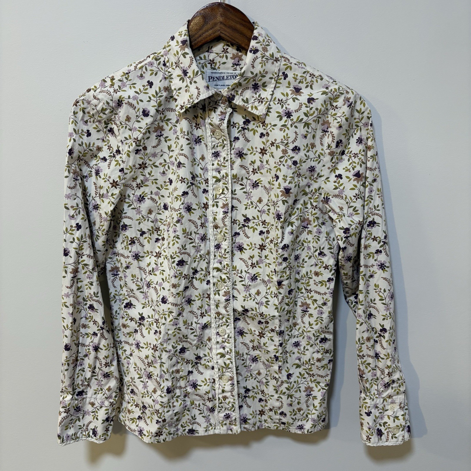 Pendleton Womens Small Floral Button Down Shirt C… - image 1