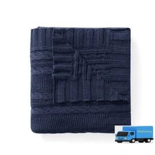 50"x70" Home Dublin Cable Throw Blanket Navy - VCNY:Soft Cotton,Machine Washable
