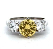 Designer 925 Sterling Silver Round Cut Cubic Zirconia 3 Stone Engagement Ring