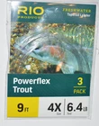 rio powerflex trout tapered leaders 9ft 4x 6.4lb 3 per pack nymphs flies stream