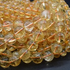 Citrine Round Beads 4mm, 6mm, 8mm, 10mm - 15" Strand, for Jewellery Making