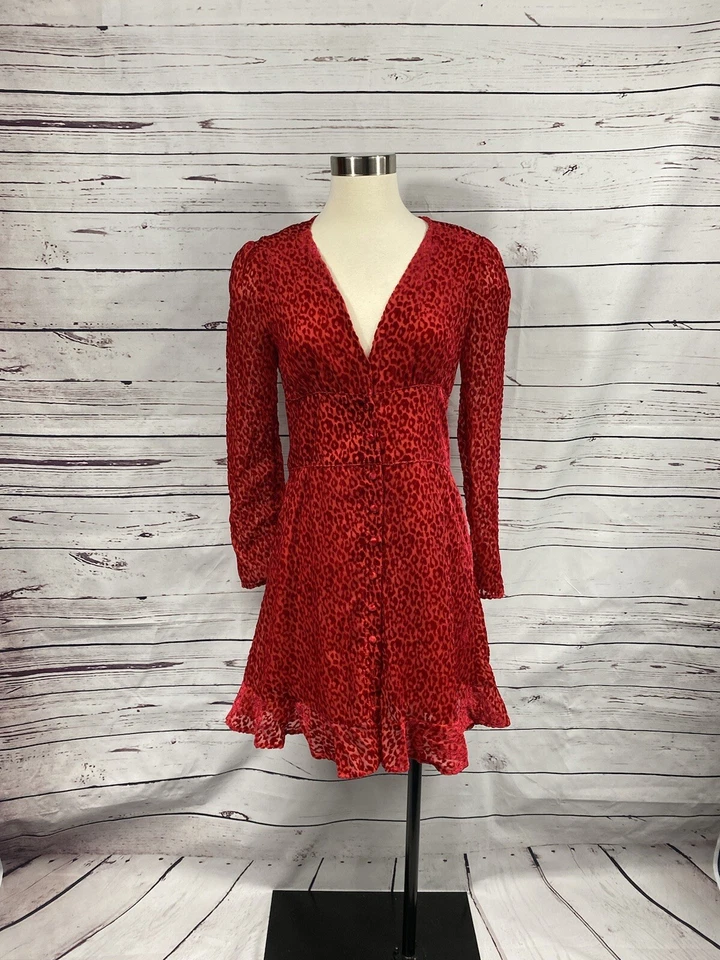 NWT The Kooples Velvet Leopard Dress SZ 12
