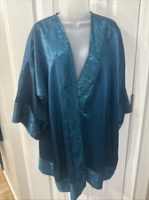 victoria secret Vintage Gold Label Lingerie Cover Up Kimono Robe Teal No Belt