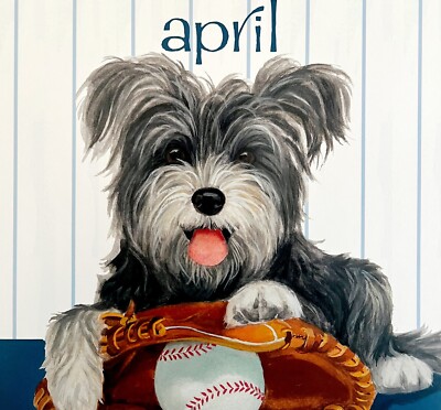 Pumi April Baseball Glove Dog Days Poster Calendar 14 x 11'' Art Leigh DWDDCal