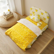 New S-M Yellow Crown Pet Dog Cat Bed Frame Mattress Pillow Cushion Cute Princess