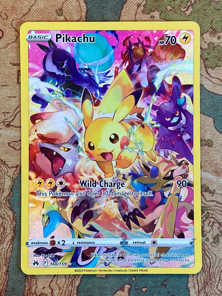 Pokemon Card TCG - Pikachu 160/159 Holo Secret Rare Crown Pokemon Card TCG - Pikachu 160/159 Holo Secret Rare Crown