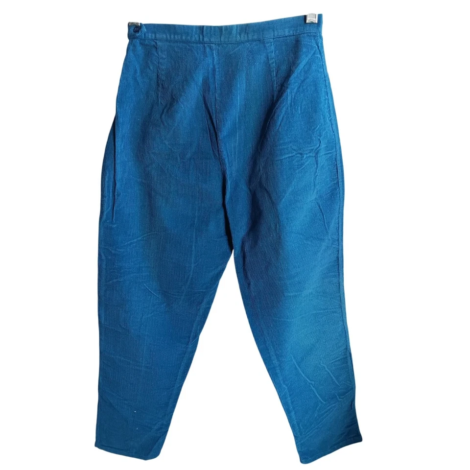 Talla 10 Pantalones Capris Vintage Pana Cintura Alta Cremallera Lateral Rockabilly Marylin Foto 2 de 4