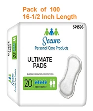 100 Ct. Bladder Control Pad Secure Ultimate Pads Super Heavy Absorbency SP1596