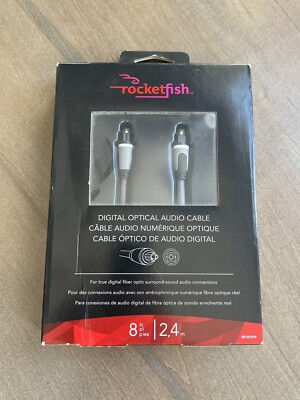 New Rocketfish Digital Fiber Optic Audio Cable - 8ft 2.4M, Digital Optical Cable